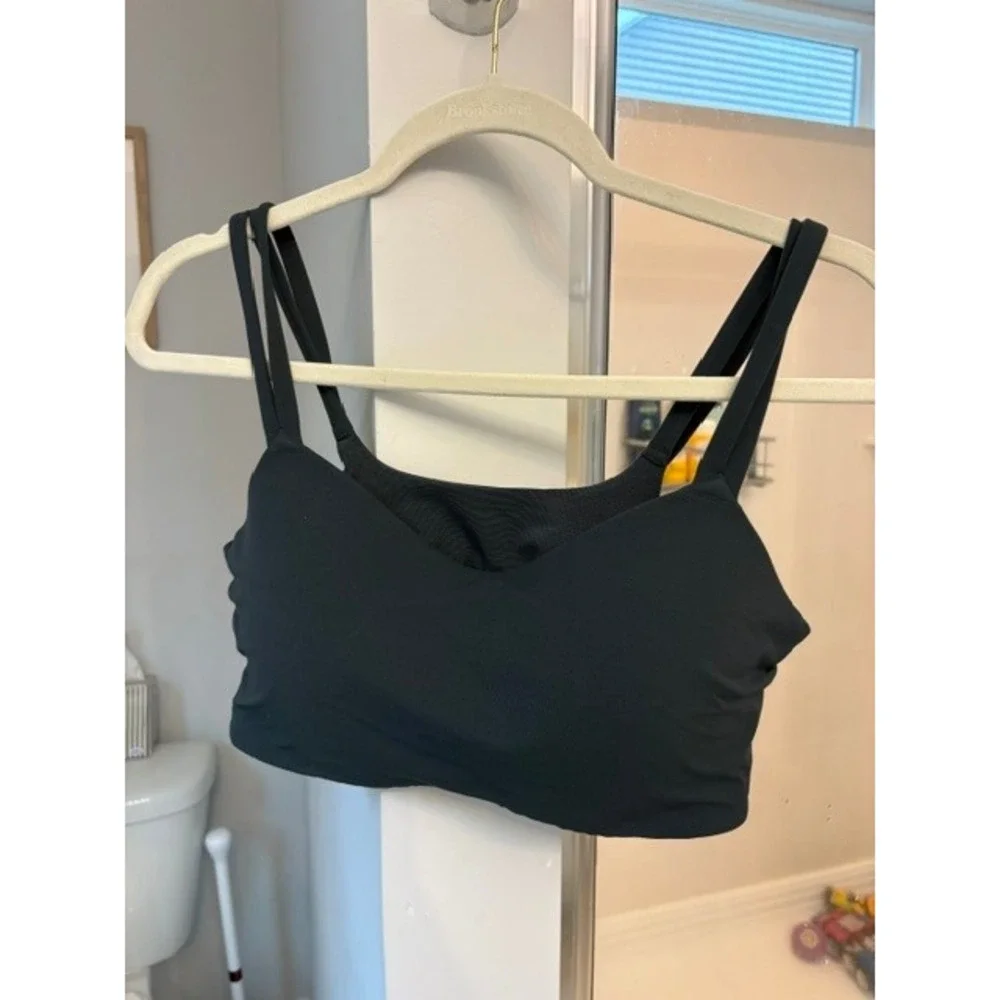 Nike Womens Dri-FIT Indy Light Support Sports Bra Gray Strappy V-Neck Size XL
